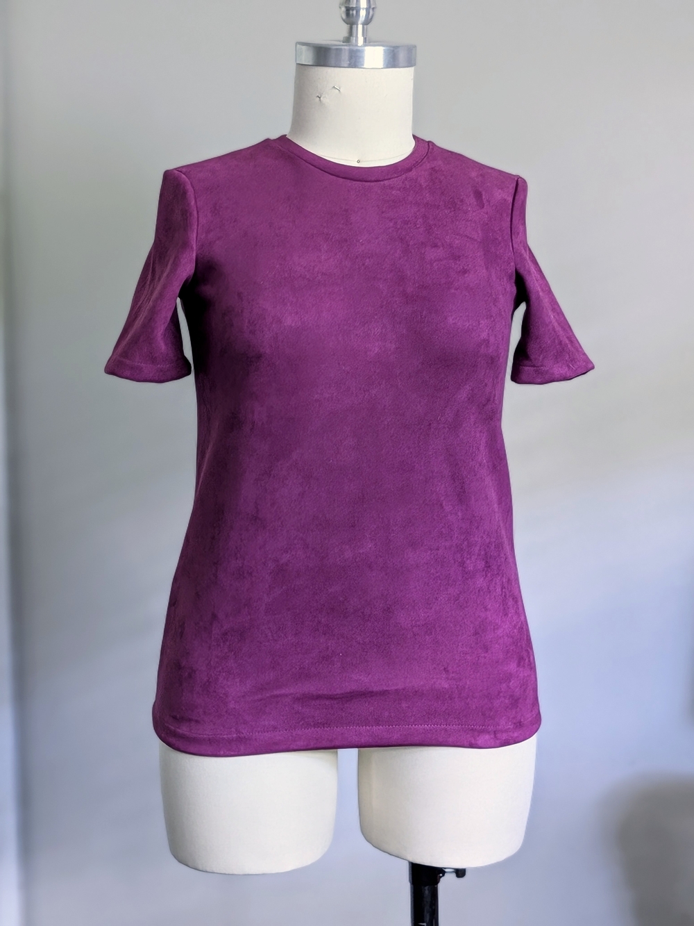 Plum-Berry Purple Suede Short Sleeve Top By Zara